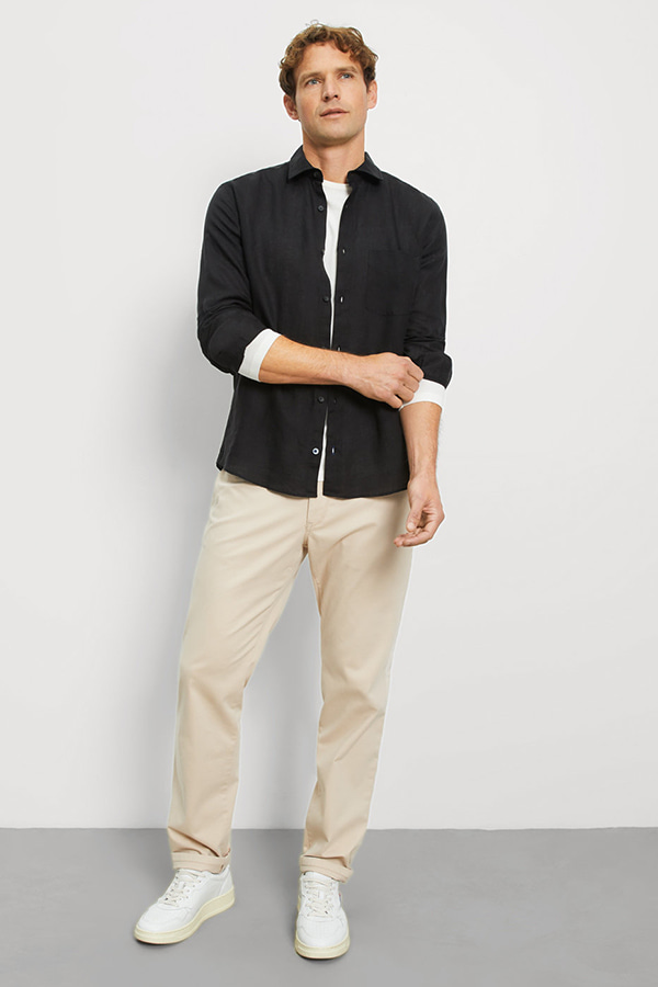 ΛΙΝΟ ΠΟΥΚΑΜΙΣΟ OLYMP - 68 ΜΑΥΡΟ